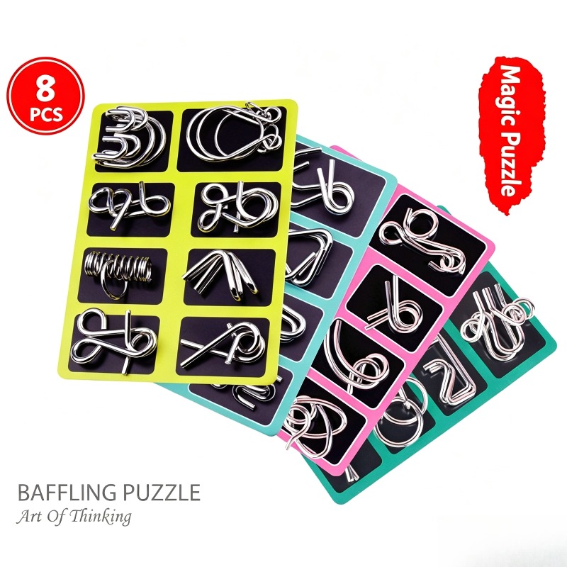 8 Pieces Metal Puzzle Set Clas - Party Games At Home ulasan dan harga