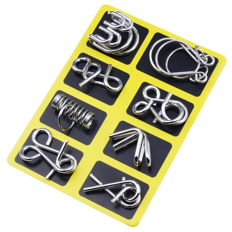 8 Pieces Metal Puzzle Set Clas - Party Games At Home ulasan dan harga