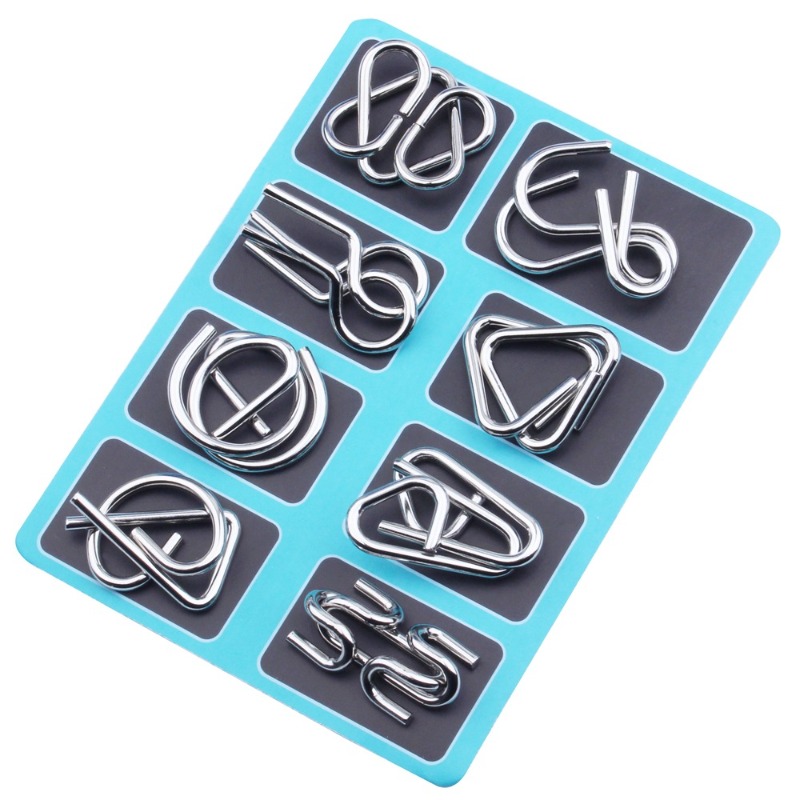8 Pieces Metal Puzzle Set Clas - Party Games At Home ulasan dan harga