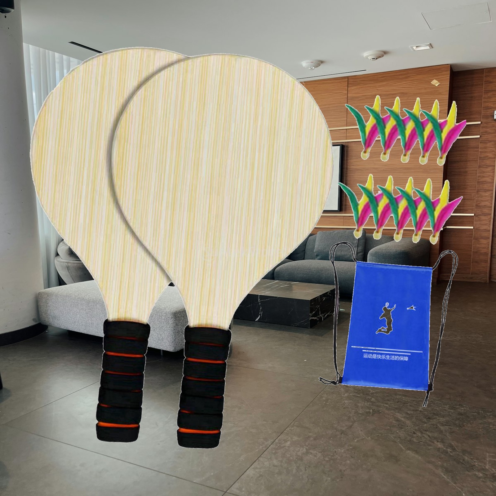 2Pcs Wood Badminton Paddle Set - Badminton Set Garden ulasan dan harga